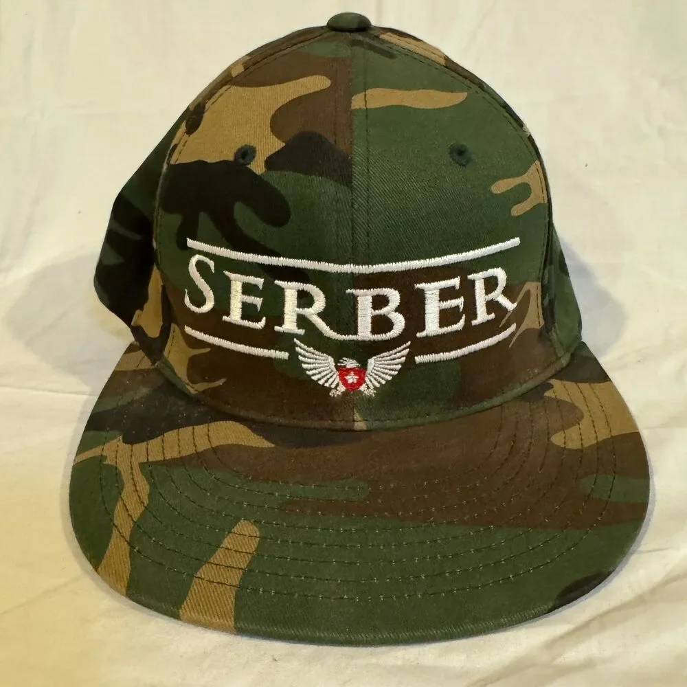 Pacific Headwear 8D5 D-Series Camo Hat Serber Fitted Cap Woodland Camouflage SM